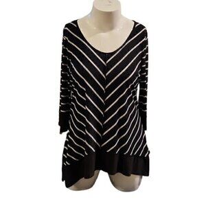 [Coco Bianco] Scoop Neck Striped Blouse - Size XL